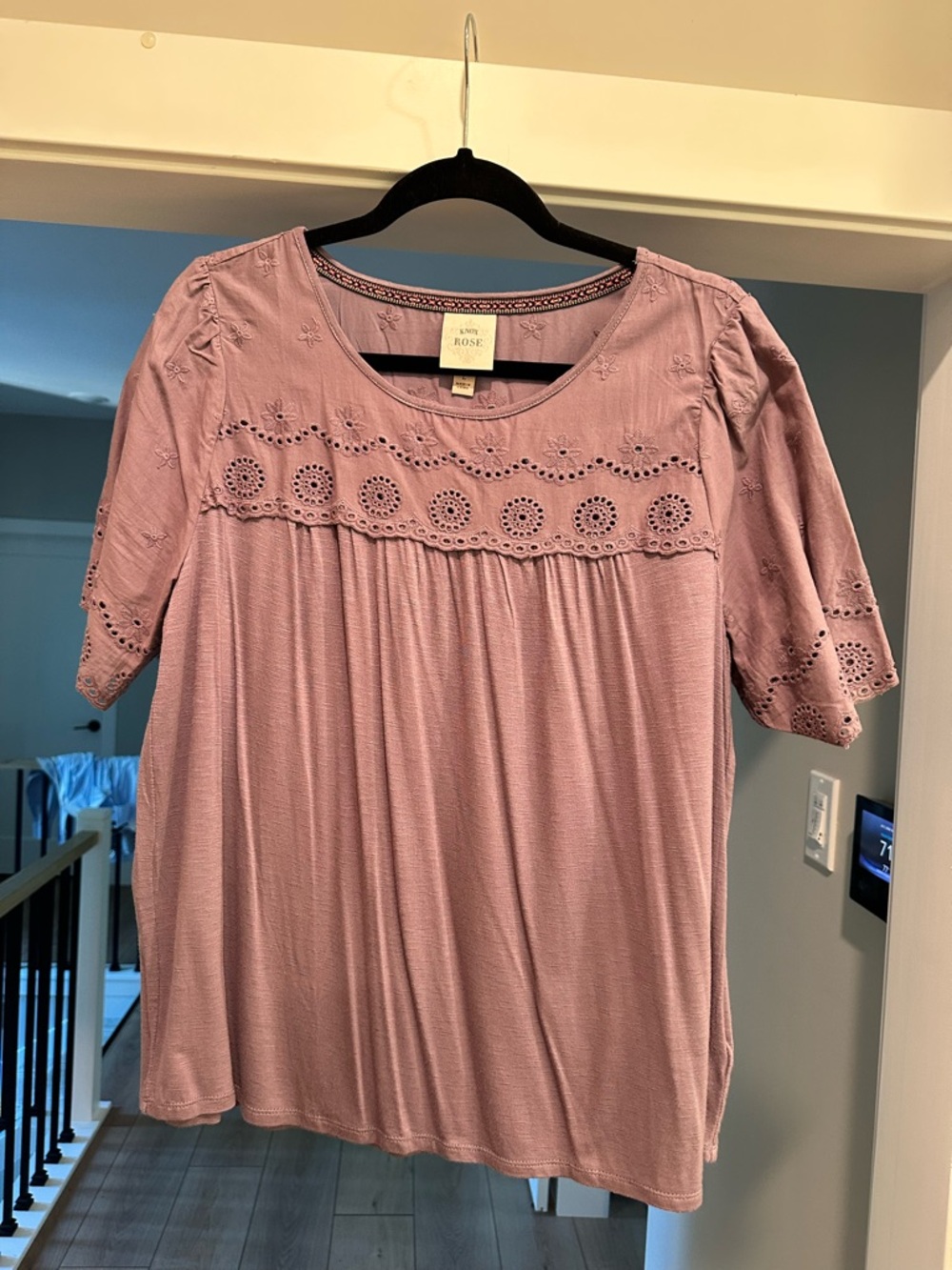 Knox Rose Lavender Eyelet Scoop Neck Blouse